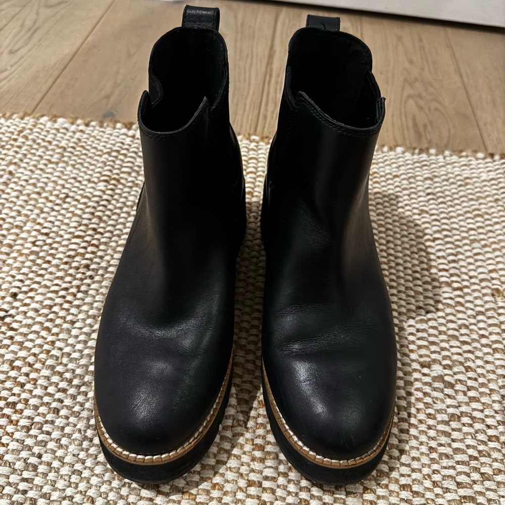 SOLD -Cole Haan ZeroGrand Waterproof Black Leather Wedge Boot Size 6.5